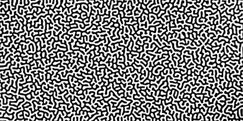 Abstract truing organic wallpaper Turing reaction diffusion monochrome seamless pattern with chaotic motion.Generative algorithm psychedelic background. Reaction-diffusion or truing pattern formation.