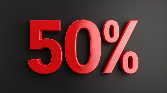 3D images of 50% red colour on a black background
