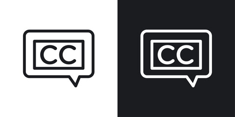 Closed Caption Icon Designed in a Line Style on White background. - obrazy, fototapety, plakaty