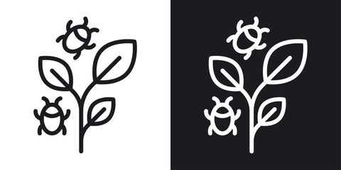 Pest Plant Icon Designed in a Line Style on White background.