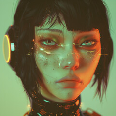 portrait of robotic ai girl