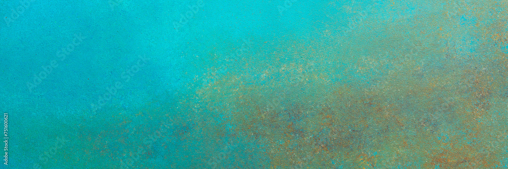 Poster Emerald green and rusty texture background, abstract backdrop for design, top view, copy space, banner