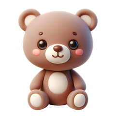 Cute 3D teddy bear isolated on a white background