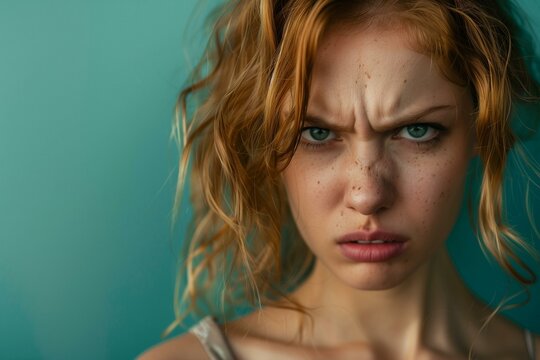 Upset Young Woman Looking At Camera