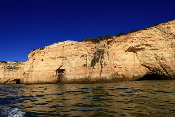 View of the Algarve coast which is an administrative region located in the south of mainland...