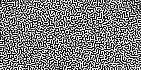 Abstract truing organic wallpaper Turing reaction diffusion monochrome seamless pattern with chaotic motion.Generative algorithm psychedelic background. Reaction-diffusion or truing pattern formation.