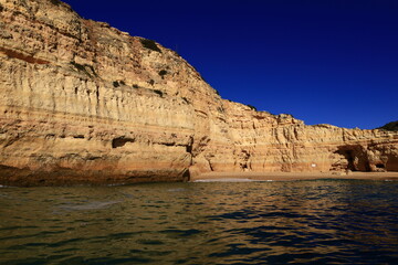 View of the Algarve coast which is an administrative region located in the south of mainland...