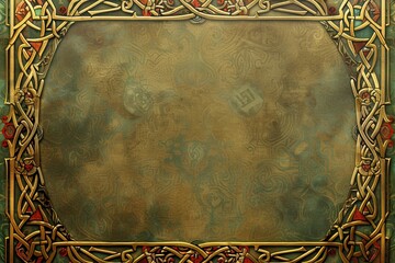 Celtic traditions with this beautifully designed scrapbook paper page, featuring intricate Celtic motifs and a frame adorned with copy space in the middle, 