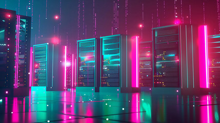 abstract lights background PC servers 