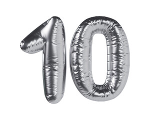 Number 10 Silver 3d illustration
