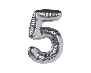 Number 5 Silver 3d illustration