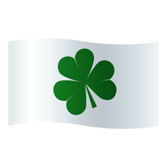 Three leaves clover on white Irish flag