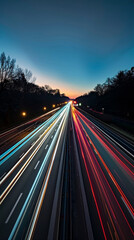 Dynamic Urban Sunset, Abstract Car Light Streaks