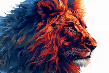 Royal King Lion: 3D Lion Logo - obrazy, fototapety, plakaty