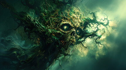 Dark evil monster - concept of death, nightmare, alcohol or drug-induced psychosis - obrazy, fototapety, plakaty
