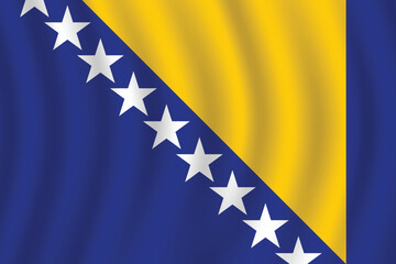 Flat Illustration of Bosnia and Herzegovina flag. Bosnia and Herzegovina national flag design. Bosnia and Herzegovina Wave flag.
