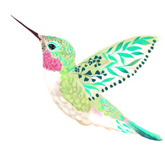 Beija Flor, pássaro, ave, animal, ilustração, natureza, tropical, verão, fauna, esperança, floresta, beleza, leveza, tranquilidade, harmonia, capa, poster, banner © Débora Floriano