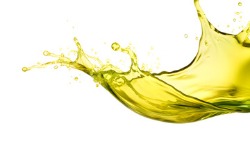 Fresh olive oil dynamic splash isolated on transparent background