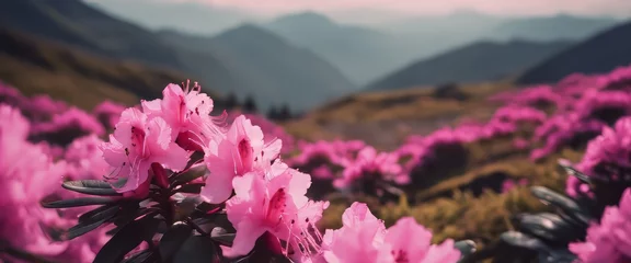 Cercles muraux Azalée Magic pink rhododendron flowers on summer mountain