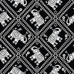 Elephant, elephant pant, Chang monogram repeat, Elephant animal ethnic pattern pattern illustration vector design