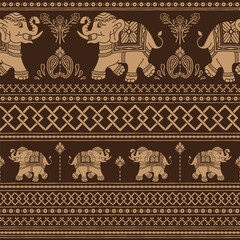 Elephant, elephant pant, Chang monogram repeat, Elephant animal ethnic pattern pattern illustration vector design