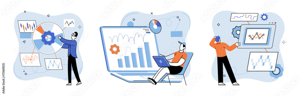 Poster data analysis. vector illustration. statistics play vital role in data analysis, providing quantitat