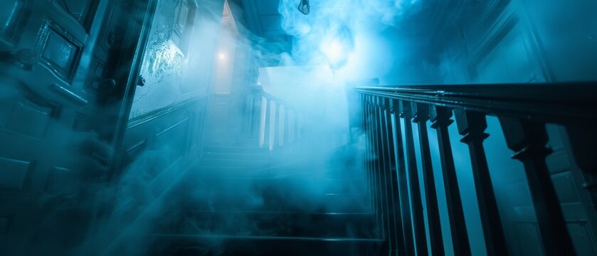 Eerie whispers echo in a haunted house flickering lights and an EVP recorder lead a ghost hunter on
