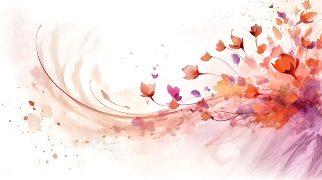 Vibrant Watercolor Splash with Red and Yellow Flower, Grunge Design, and Artistic Texture in Vector Illustration