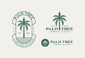 Palm tree vintage logo design template 