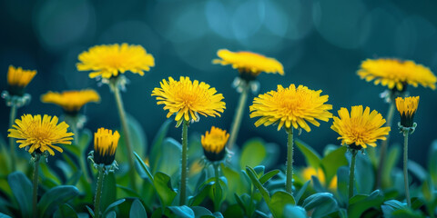 Yellow Dandelions in a Field