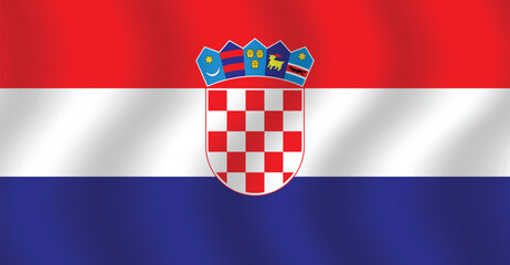 Fototapeta premium Flat Illustration of Croatia national flag. Croatia national flag design. Croatia Wave flag. 
