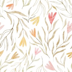 seamless floral pattern with watercolor flowers