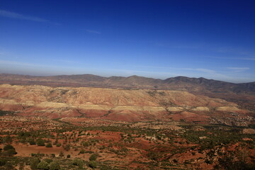 View on a mountain in the High Atlas is a mountain range in central Morocco, North Africa, the highest part of the Atlas Mountains