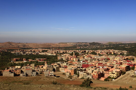 View on a village in the Middle Atlas is a mountain range in Morocco.