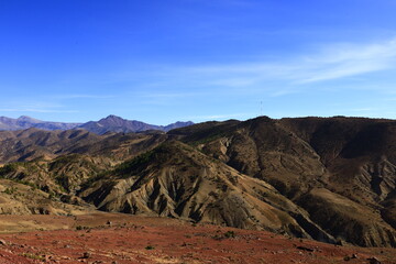 View on a mountain in the High Atlas is a mountain range in central Morocco, North Africa, the highest part of the Atlas Mountains