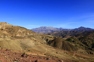 View on a mountain in the High Atlas is a mountain range in central Morocco, North Africa, the highest part of the Atlas Mountains