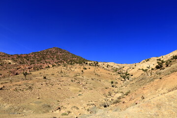 View on a mountain in the High Atlas is a mountain range in central Morocco, North Africa, the highest part of the Atlas Mountains