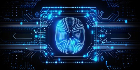 Fingerprint analysis technology. finger print recognition and identification. Security personnel ID technology concept. - obrazy, fototapety, plakaty