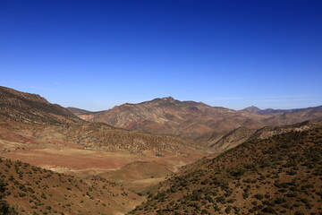 View on a mountain in the High Atlas is a mountain range in central Morocco, North Africa, the highest part of the Atlas Mountains