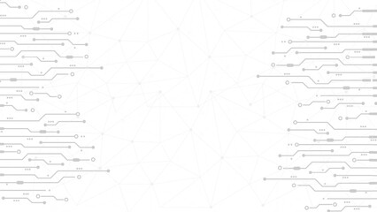 Abstract Technology Circuit board background. Grey white Abstract technology background. Digital technology with plexus background and space for your text	
