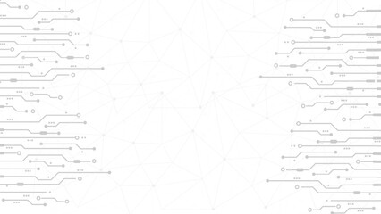 Abstract Technology Circuit board background. Grey white Abstract technology background. Digital technology with plexus background and space for your text	
