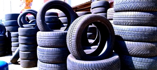 stack of tires in warehouse 