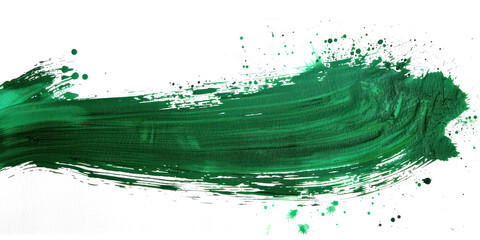Dark green ink brush stroke, Dark green brush splashes isolated on transparent png.