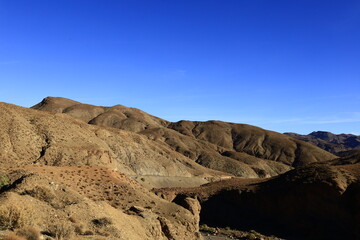 View on a mountain in the High Atlas  which is a mountain range in central Morocco, North Africa, the highest part of the Atlas Mountains