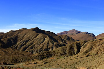 View on a mountain in the High Atlas  which is a mountain range in central Morocco, North Africa, the highest part of the Atlas Mountains