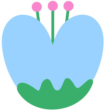 Hello spring hand drawn abstract blue  flower