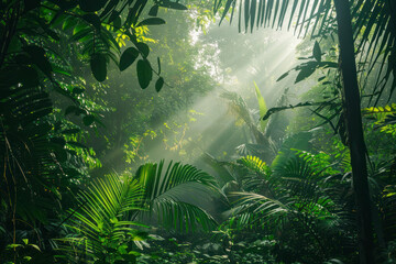 Deep tropical jungles of Southeast Asia in august.