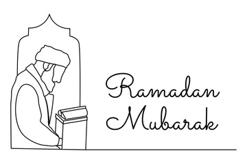 line art of Ramadan Mubarak good for Ramadan celebrate. line art. illustration.