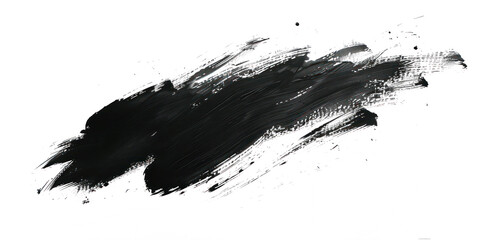 Black ink brush stroke, Black brush splashes isolated on transparent png.	 - obrazy, fototapety, plakaty