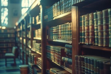 Obraz premium Library Full of Books with Soft Focus Nostalgia